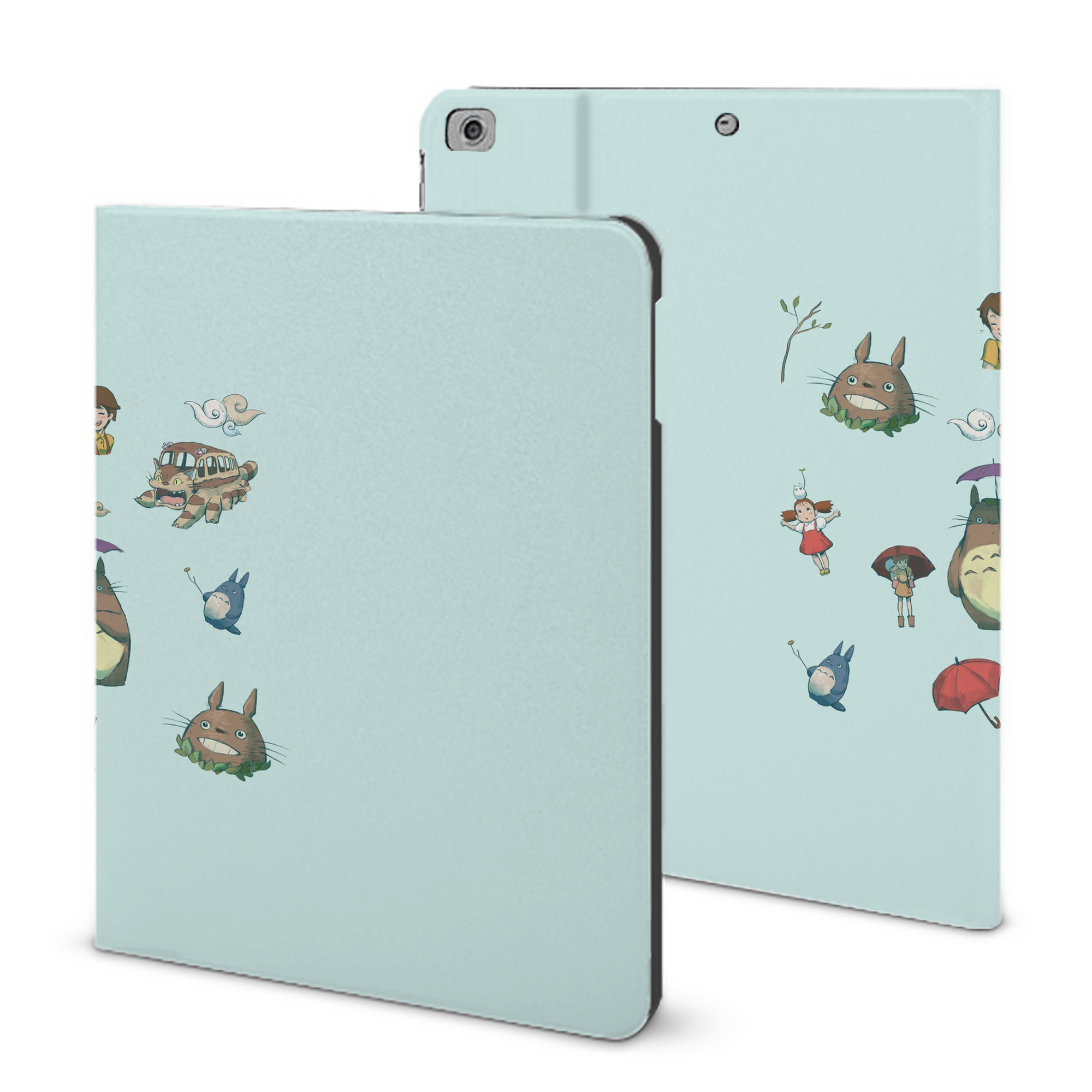 （画像用） となりのトトロ 草壁メイ 草壁サツキ My Neighbor Totoro Satsuki Kusakabe Mei Kusakabe IPad ケース ブック型 PUレザー TPU 耐衝撃 軽量 薄型 ペン収納なし 全面保護 IPad 各モデル対応